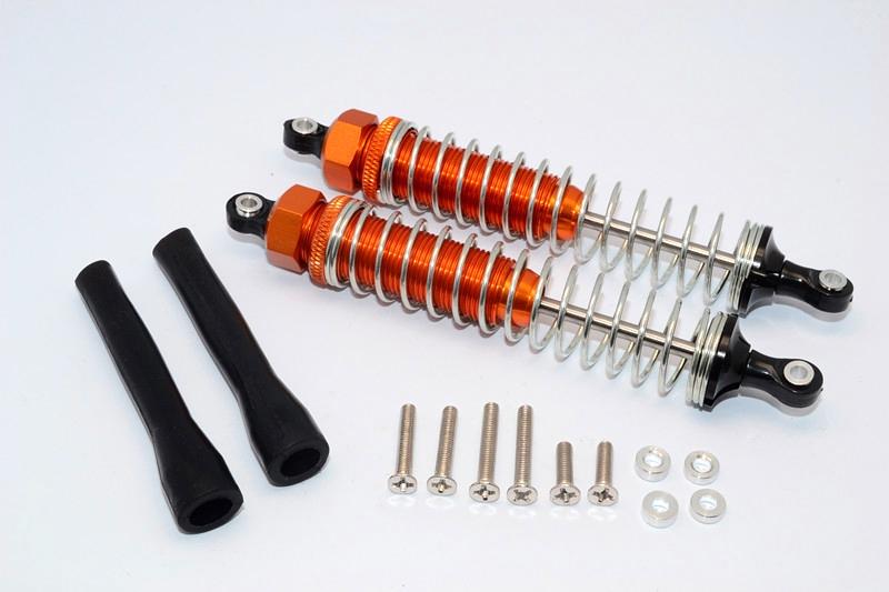 Off-Road - Plastic Ball Top Damper (105mm) With Dust-Proof Black Plastic Cover & Washers & Screws - 1Pr Set Orange