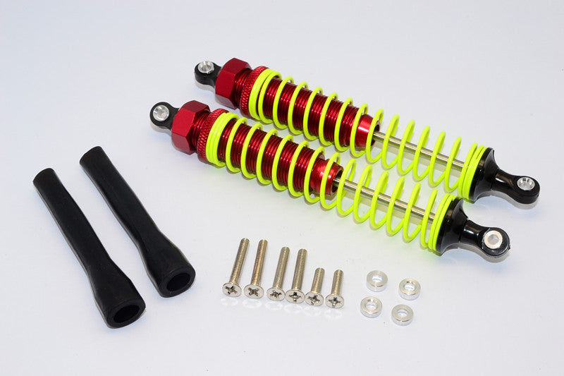 Off-Road - Plastic Ball Top Damper (110mm) With Dust-Proof Black Plastic Cover & Washers & Screws - 1Pr Set Red