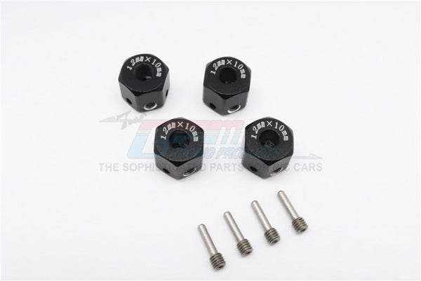 Aluminum Universal Hex Adapter 12mmx10mm - 4Pcs Set Black