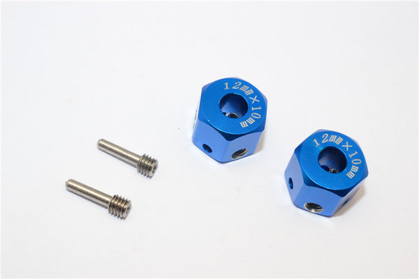 Aluminum Universal Hex Adapter 12mmx10mm - 2Pcs Set Blue