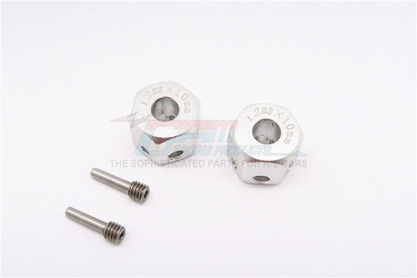 Aluminum Universal Hex Adapter 12mmX10mm - 2Pcs Set Silver