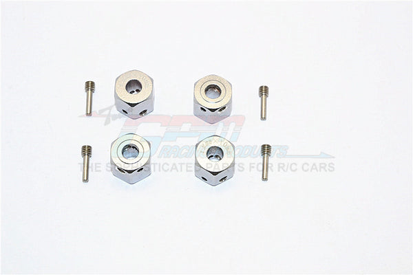 Aluminum Universal Hex Adapter 12mmx10mm - 4Pcs Set Gray Silver