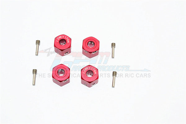 Aluminum Universal Hex Adapter 12mmx10mm - 4Pcs Set Red