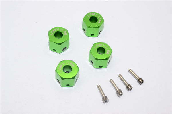 Aluminum Universal Hex Adapter 12mmx11mm - 4Pcs Set Green