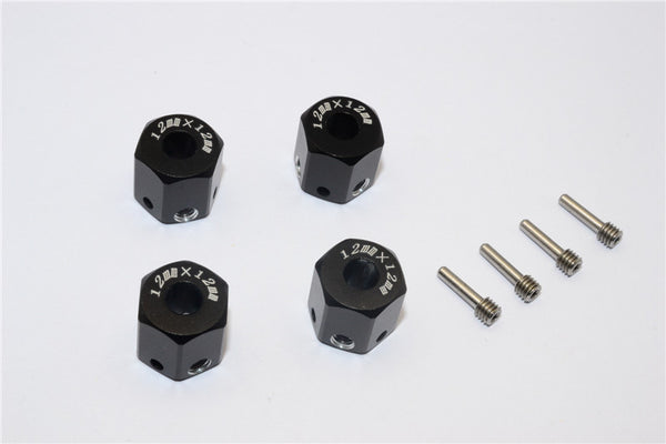 Aluminum Universal Hex Adapter 12mmx12mm - 4Pcs Set Black