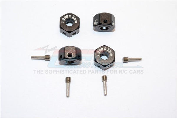 Aluminum Universal Hex Adapter 12mmx8mm - 4Pcs Set Black