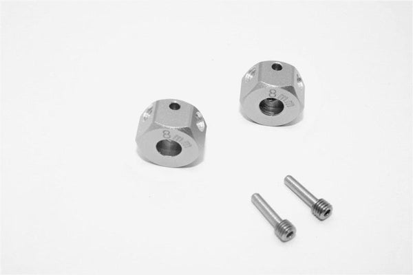 Aluminum Universal Hex Adapter 12mmx8mm - 2Pcs Set Gray Silver