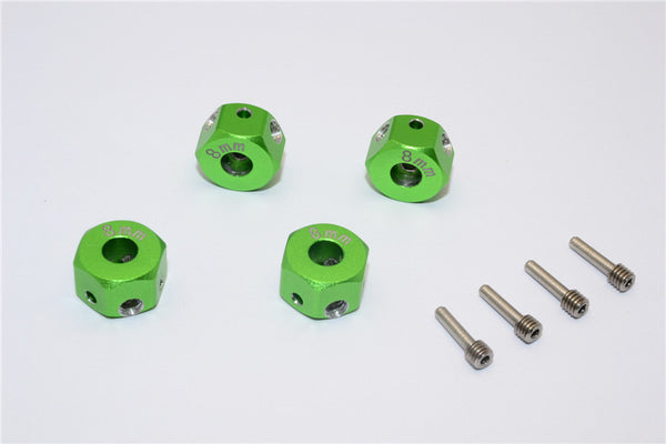 Aluminum Universal Hex Adapter 12mmx8mm - 4Pcs Set Green