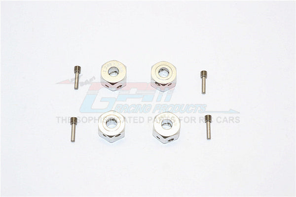 Aluminum Universal Hex Adapter 12mmx8mm - 4Pcs Set Silver