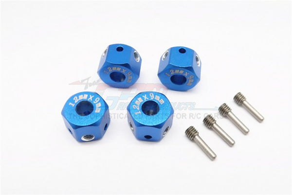 Aluminum Universal Hex Adapter 12mmx9mm - 4Pcs Set Blue