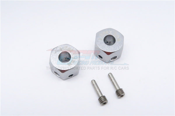 Aluminum Universal Hex Adapter 12mmX9mm - 2Pcs Set Gray Silver