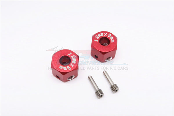 Aluminum Universal Hex Adapter 12mmX9mm - 2Pcs Set Red