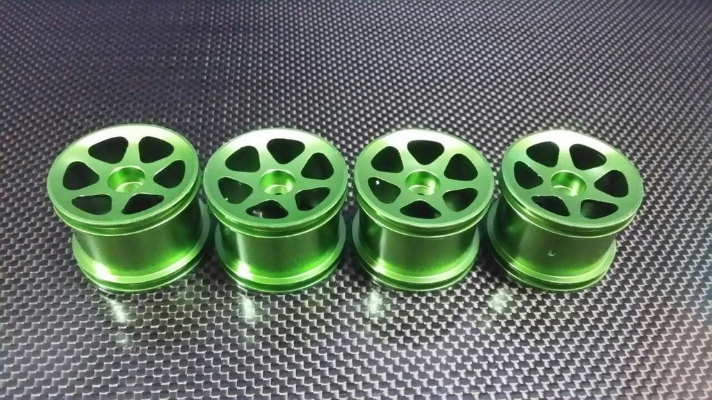 Team Associated RC18T Aluminum Front Standard Sinkage Surface Rims (6 Poles) - 2Prs Green