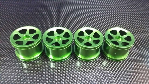 Team Associated RC18T Aluminum Front Standard Sinkage Surface Rims (6 Poles) - 2Prs Green