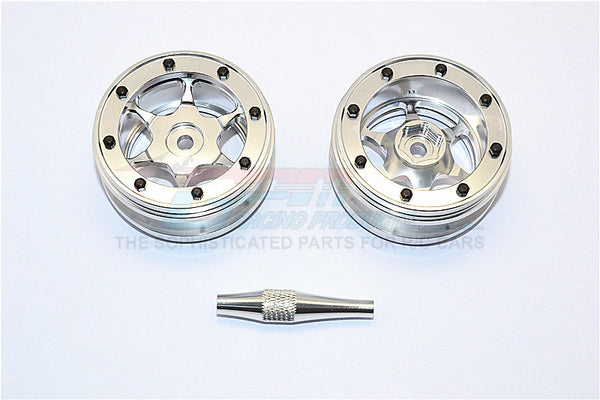 Aluminum 6 Poles Wheels For 1.9" Tire - 1Pr Silver