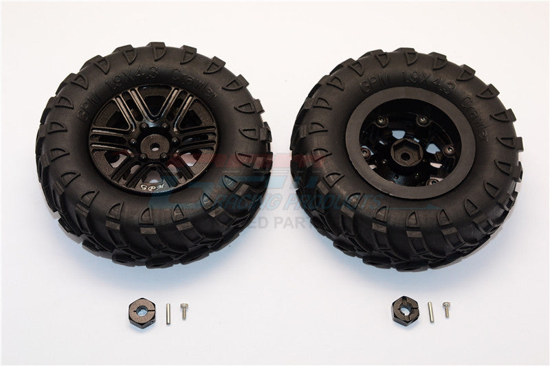 Plastic 6 Poles Simulation Wheels In Black Screws With 1.9" Crawler Tire & 12mm Hex Tool - 1Pr Black