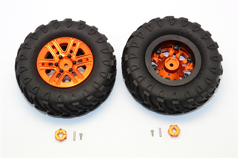 Plastic 6 Poles Simulation Wheels In Black Screws With  1.9" Crawler Tire & 12mm Hex Tool - 1Pr