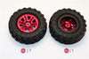 Plastic 6 Poles Simulation Wheels In Black Screws With 1.9" Crawler Tire & 12mm Hex Tool - 1Pr Red
