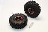 Aluminum 6 Poles Simulation Wheels In Silver Edge With 1.9" Crawler Tire & Hex Tool (Inner Silver & Outer Black Screws) - 1Pr Set Brown