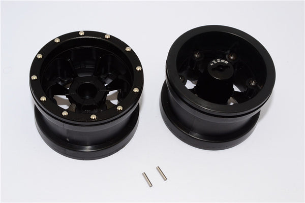 Aluminum 6 Poles Beadlock With 22mm Hub & Nylon Wheels Frame For 2.2'' Tire - 1Pr Black