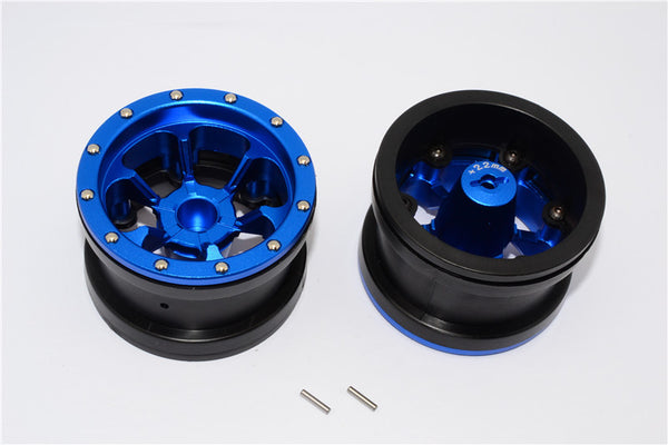 Aluminum 6 Poles Beadlock With 22mm Hub & Nylon Wheels Frame For 2.2'' Tire - 1Pr Blue