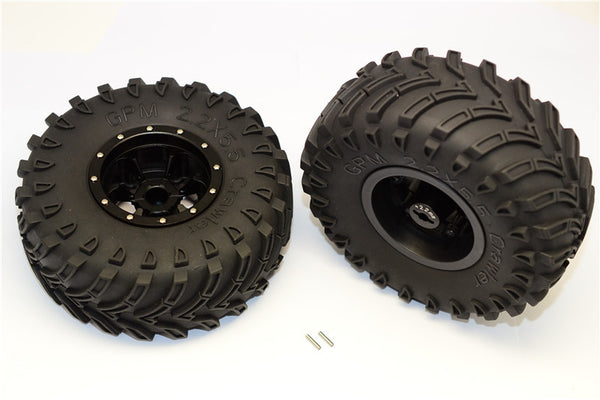 Aluminum 6 Poles Beadlock With 22mm Hub & Nylon Wheels Frame With 2.2'' Tire & Foam Insert - 1Pr Black