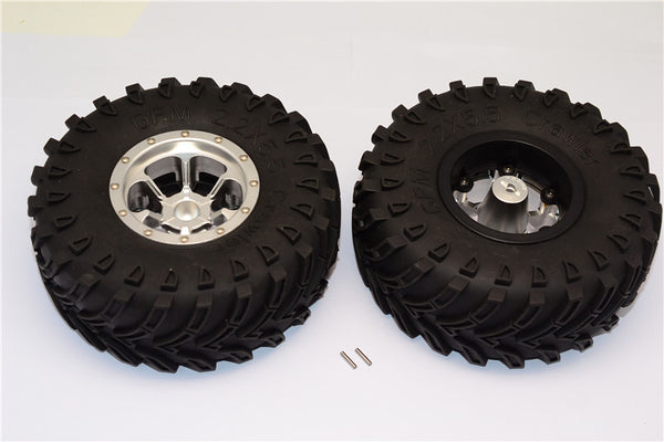 Aluminum 6 Poles Beadlock With 22mm Hub & Nylon Wheels Frame With 2.2'' Tire & Foam Insert - 1Pr Silver