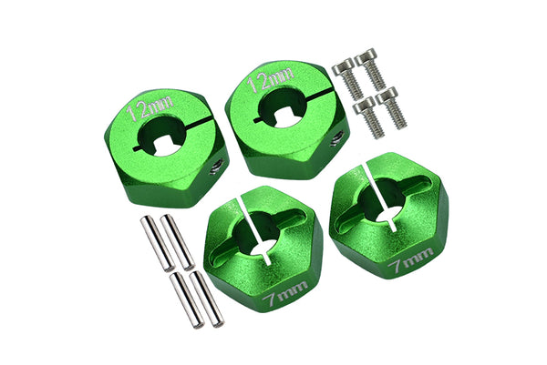 Axial EXO, SCX10 & Wraith Aluminum Hex Adapter (12mmx7mm) - 4Pcs Set Green