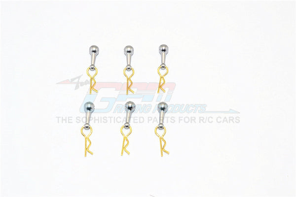 Body Clips + Aluminum Mount For 1/18 To 1/10 Models - 6Pcs Set Gray Silver