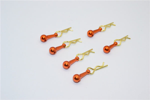 Body Clips + Aluminum Mount For 1/18 To 1/10 Models - 6Pcs Set Orange