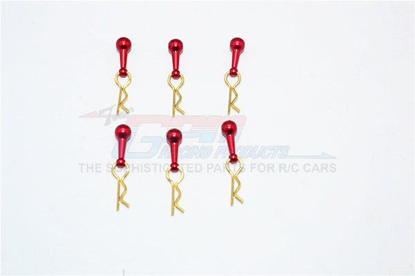 Body Clips + Aluminum Mount For 1/18 To 1/10 Models - 6Pcs Set Red