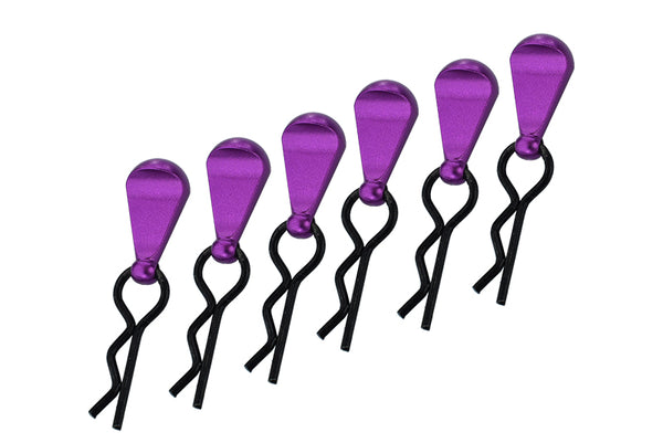 Body Clips + Aluminum Mount For 1/10 To 1/18 Models - 6Pcs Set Purple