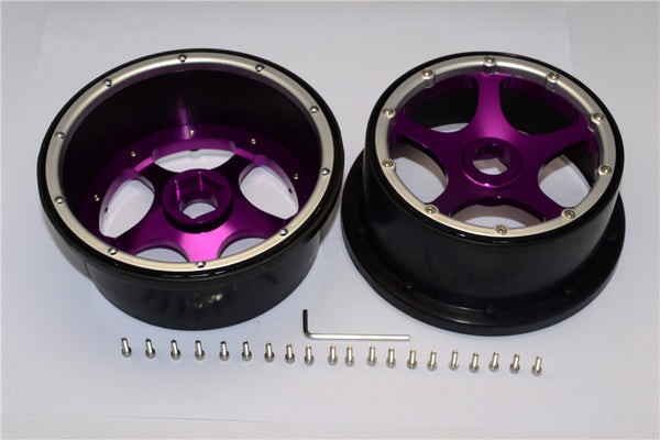 HPI Baja 5B RTR, 5B SS, 5T Nylon Front Rims Frame With Aluminum 5 Star Beadlock - 1Pr Set Purple