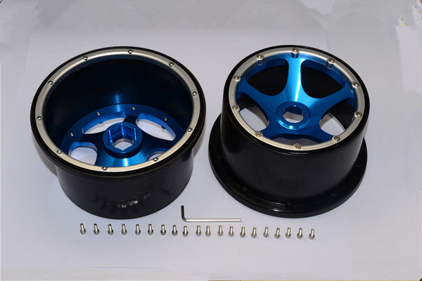 HPI Baja 5B RTR, 5B SS, 5T Nylon Rear Rims Frame With Aluminum 5 Star Beadlock - 1Pr Set Blue