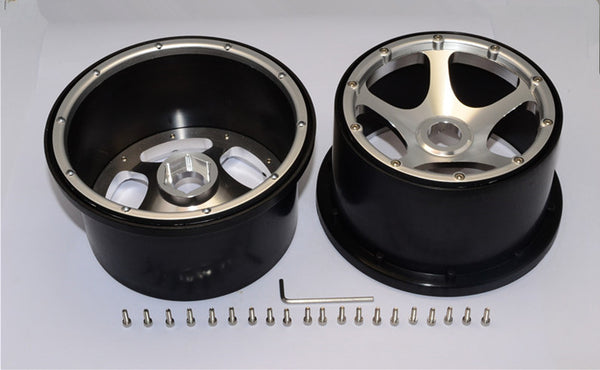 HPI Baja 5B RTR, 5B SS, 5T Nylon Rear Rims Frame With Aluminum 5 Star Beadlock - 1Pr Set Silver