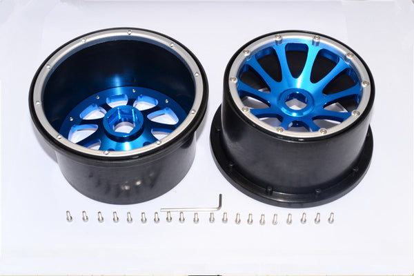 HPI Baja 5B RTR, 5B SS, 5T Nylon Rear Rims Frame With Aluminum 10 Poles Pattern - 1Pr Set Blue