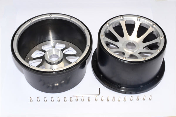 HPI Baja 5B RTR, 5B SS, 5T Nylon Rear Rims Frame With Aluminum 10 Poles Pattern - 1Pr Set Silver