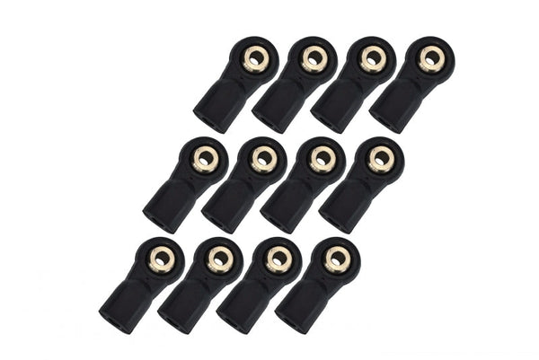 Nylon Ball Links With 6.8X3X7mm Balls (16mm Long) For 1/10 Scale 3mm Clockwise And Anticlockwise Turnbuckle - 12Pcs Set Black