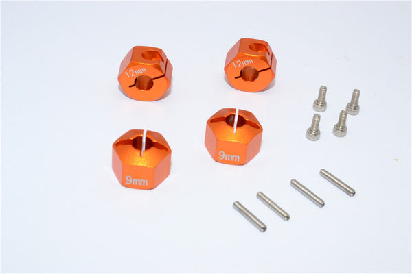 HPI Bullet 3.0 Nitro & Bullet Flux Aluminum Hex Adapter 12mm Diameter With 9mm Thickness For GPM Optional EXO Wheels EX0503FR & EX1003FR - 4Pcs Set Orange