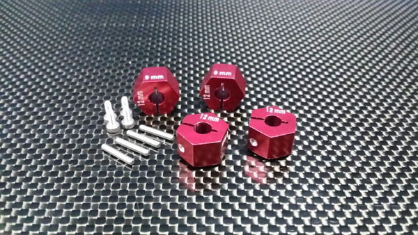 HPI Bullet 3.0 Nitro & Bullet Flux Aluminum Hex Adapter 12mm Diameter With 9mm Thickness - 4 Pcs Set Red