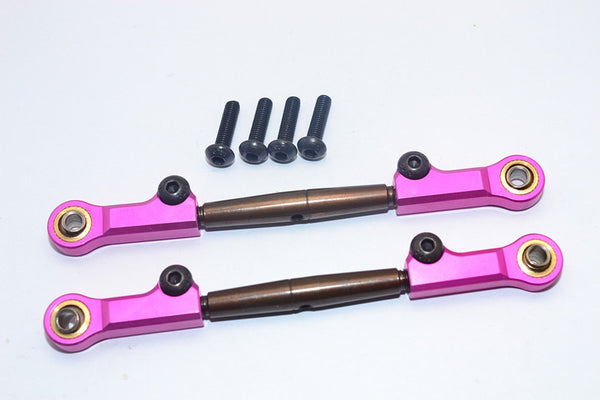 HPI Bullet Nitro 3.0 Spring Steel Front Adjustable Tie Rod With Aluminum Ends (4mm Anti Cross-Thread, To Extend 73mm-80mm) - 1Pr Set Pink