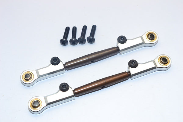 HPI Bullet Nitro 3.0 Spring Steel Front Adjustable Tie Rod With Aluminum Ends (4mm Anti Cross-Thread, To Extend 73mm-80mm) - 1Pr Set Silver