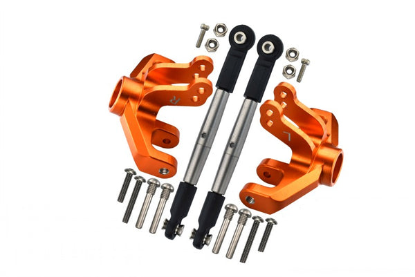 Losi 1/10 Baja Rey 4WD Desert Truck (LOS03008) Aluminum Front Knuckle Arm + Stainless Steel Adjustable Tie Rods - 18Pc Set Orange