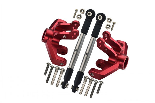 Losi 1/10 Baja Rey 4WD Desert Truck (LOS03008) Aluminum Front Knuckle Arm + Stainless Steel Adjustable Tie Rods - 18Pc Set Red