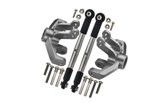 Losi 1/10 Baja Rey 4WD Desert Truck (LOS03008) Aluminum Front Knuckle Arm + Stainless Steel Adjustable Tie Rods - 18Pc Set Silver