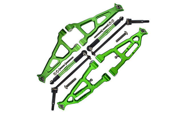 Losi 1/10 Baja Rey 4WD Desert Truck LOS03008 Aluminum Upgrade Combo Set B (Front & Lower Upper Suspension Arms + Front Turnbuckle + Front CVD Shaft) - Green