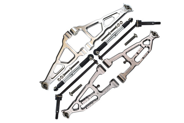 Losi 1/10 Baja Rey 4WD Desert Truck LOS03008 Aluminum Upgrade Combo Set B (Front & Lower Upper Suspension Arms + Front Turnbuckle + Front CVD Shaft) - Silver