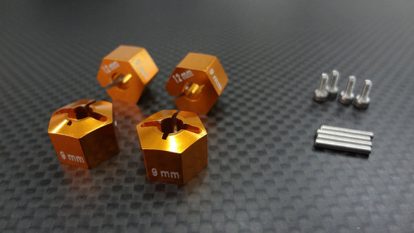 HPI Bullet ST Flux & MT Flux Aluminum Hex Adapter 12mm Diameter With 9mm Thicker (For Gpm Optional Exo Wheels EX0503FR & EX1003FR) - 4 Pcs Set Gold