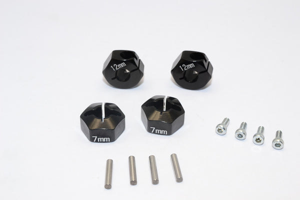 Tamiya CC01 Aluminum Hex Adapter (12mmx7mm) - 4Pcs Set Black