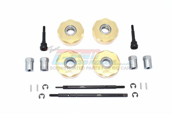Tamiya Mercedes-Benz G500 CC-02 (#58675) Brass Pendulum Wheel Knuckle Axle Weight + 12.5mm Wider Hex + Harden Steel #45 Front CVD Joint + Rear Drive Shaft - 20Pc Set